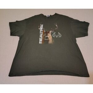 Vintage Y2K RealTree Outfitters Mens T Shirt Deer Buck Graphic Green 2XL 13